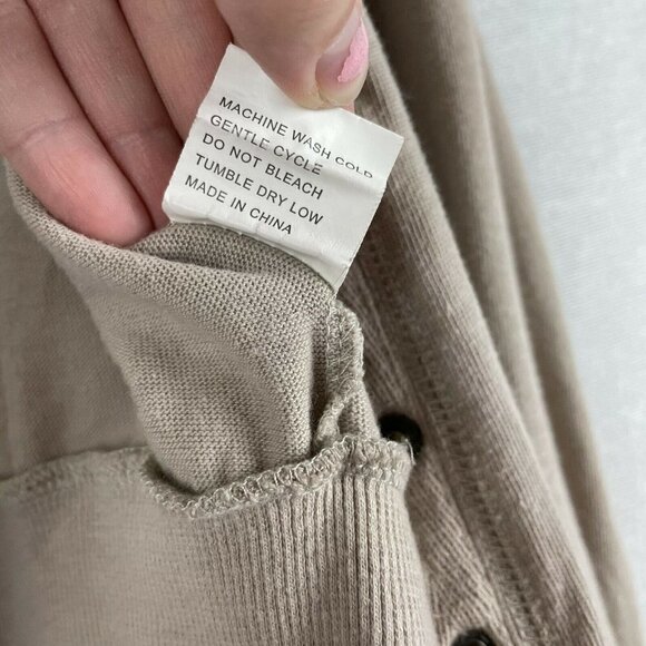 3/$15 color story tan button half button cardigan tan - Picture 4 of 6